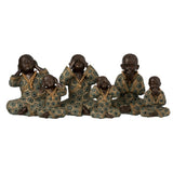 Set 3 Figuras de Budas Verde 11 X 9,5 X 15 cm