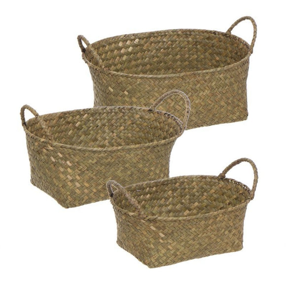Juego de 3 Cestas Natural con Asas 31 x 23 x 12cm