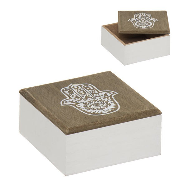 Caja Decorativa de Madera Mano Fatima 18 X 18 X 7 cm