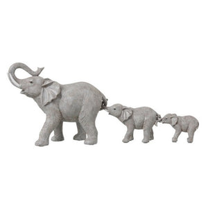Figura Resina 3 Elefantes en Fila Gris 57 X 17,5 X 24 cm