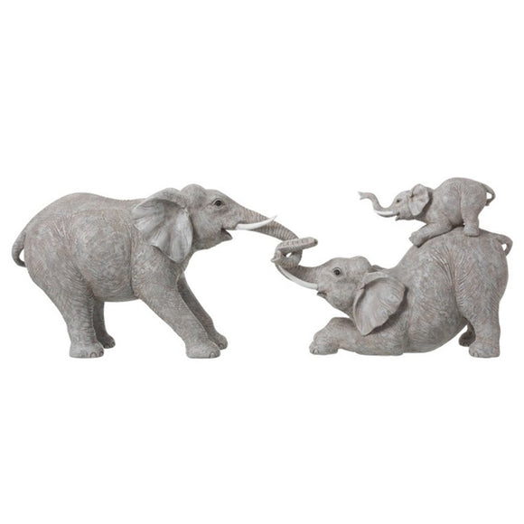 Figura Resina 3 Elefantes Jugando Gris 76 X 14,5 X 25,5 cm