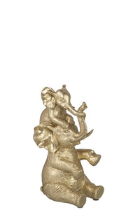 Figura Resina 2 Elefantes Dorado 12,7 X 11,5 X 23,5 cm