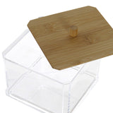Caja Acrilico Transparente con Tapa Bambú 9,5 X 9,5 X 14 cm