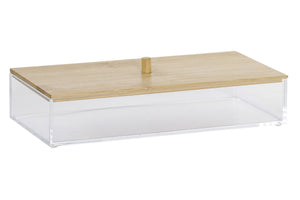 Joyero Acrilico Transparente con Tapa Bambú 25,5 X 9,5 X 6,5 cm