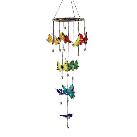 Avisador de Puerta Ratan con Mariposas de Pluma 16 x 16 x 70cm