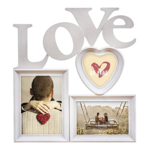 Portafotos Múltiple de Plástico Love 3 Blanco 33 x 36 x 2cm