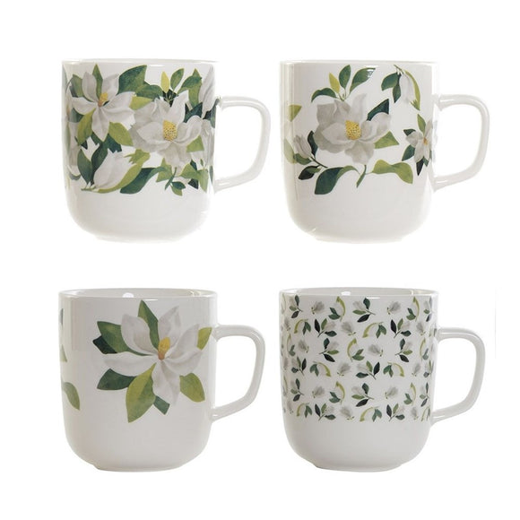 SET 4 TAZAS DE PORCELANA MAGNOLIO 12 X 8,5 X 10 CM