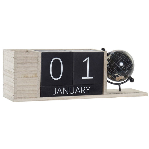 Lapicero con Calendario Paulownia Negro 35 X 9 X 11,5 cm