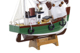 Decoración Figura Barco de Madera Verde 16 x 5 x 14,5cm