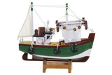 Decoración Figura Barco de Madera Verde 16 x 5 x 14,5cm