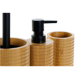 Set 3 Piezas Dosificador de Bambú Natural Marrón 7 x 7 x 16,5cm