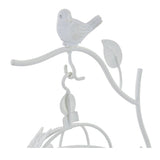 Portavela Jáula de Pájaro de Metal Blanco 16 x 16 x 29cm