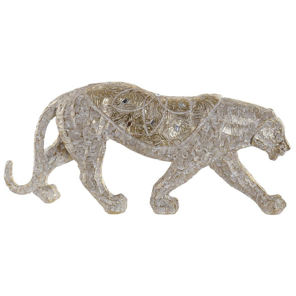 Figura Leopardo de Resina Dorado