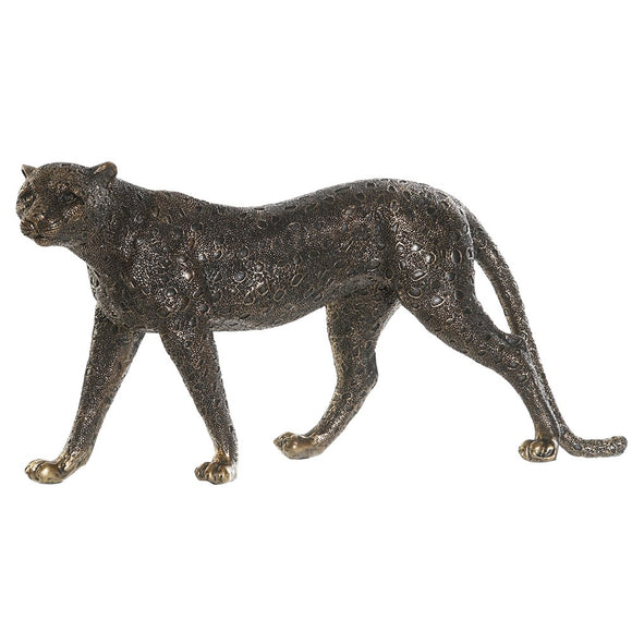 Figura Resina Leopardo Envejecido Cobrizo 40 X 9 X 20 cm