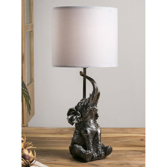 Lámpara de Resina Elefante Plateado 20 X 46 cm