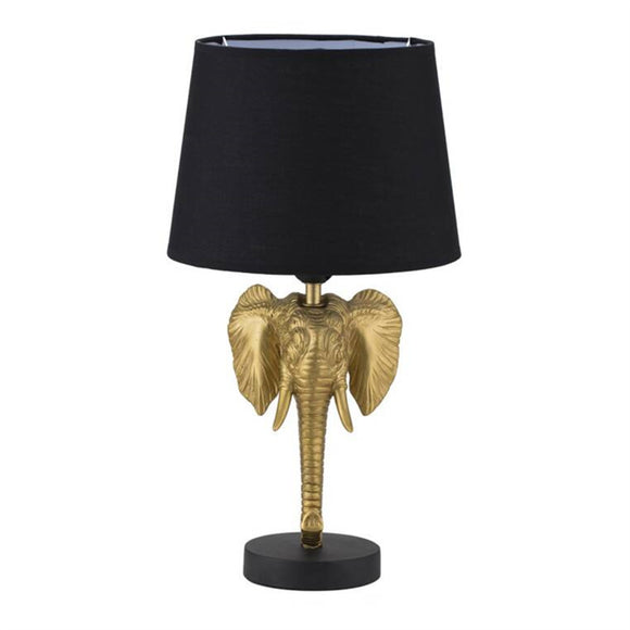 Lámpara Sobremesa de Resina Busto Elefante Dorado 25 X 45 cm