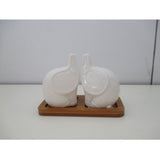 Set 2 Salero de Porcelana y Bambú 13 X 6 X 9 cm Elefante